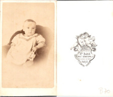 CDV Badié, Paris, Baby in a velvet armchair, circa 1865 Vintage CDV album