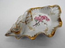 ASHTRAY / EMPTY POCKET SHELL SHAPE FLORAL DECOR LIMOGES PORCELAIN