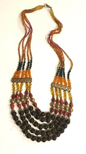 Collier africain verre pierre - collier,