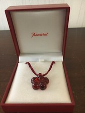 Baccarat Crystal Red Clover Necklace