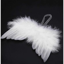 Aile d'ange plumes blanches 14 x 16 cm - Déco sapin Noël, baptême, mariage
