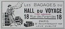 PUBLICITE LES BAGAGES DU HALL DU VOYAGE MALLE VALISE DE 1927 FRENCH AD PUB RARE