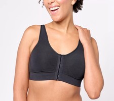 Cuddl Duds Modal Seamless Front Hook Wirefree Bra Jet Black M New