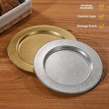 Assiette ronde en acier inoxydable 304 bord large pour service à salade de pât