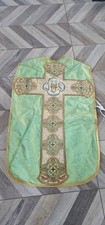  Antique Religious Chasuble Embroidered Small Point Church Priest circa 1920 
