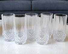 Lot de 6 Grands verres à Eau/Soda/Orangeade, Modèle Longchamp/Cristal d Arques