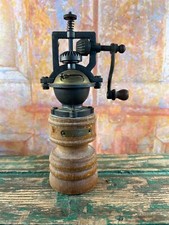 Antique Wood and Metal Pepper Mill Signed Barz - 20cm - Vintage Decor