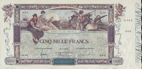 119 5000 francs 1 1918 - 5000, 14/1/1918