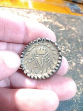 Napoléon au N couronné, un décime 1814 bb, variété sans point, palet de jeu.