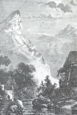 ITALIE - Vue des carrières de MARBRE de CARRARE au 19eme siècle - Gravure 19eme