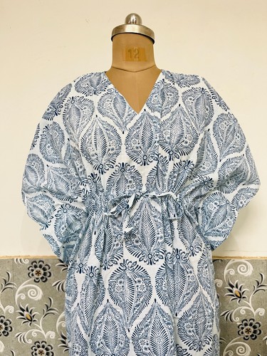 Kaftan floral bleu inde - floral, d'inde
