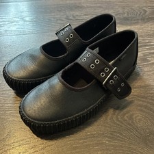 Vans Mary Jane Creeper Shoes Grunge Core Black Leather Size Mens 8 Womens 9.5