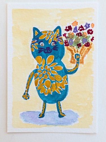 Aceo original gouache - aceo,