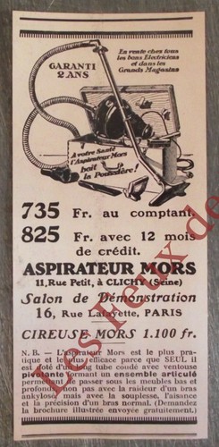 Publicité ancienne aspirateur - publicité,