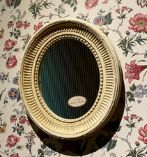 Miroir Ovale Cadre Bois Style Louis XVI Patine Crème Shabby Comptoir de Famille