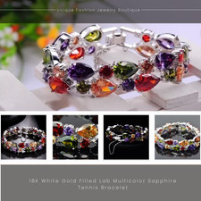 18K White Gold Plated Swarovski Crystal Multicolor Bracelet Anniversary Gift