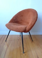 FAUTEUIL EN TISSUS LAINE + MÉTAL DESIGN ANNÉES 70 60 VINTAGE 1970