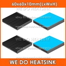 60x60x10mm Black Heatsink For LED Semiconductor Circuit Device With Tape Pad