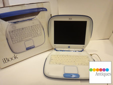 Vintage Apple iBook Indigo Blue PowerPC G3 366Mhz 576MB RAM 10GB HD Mac with BOX