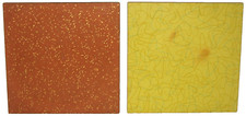 2 MCM 60s Square Formica Hot Pad Counter Trivet Yellow Boomerang-Copper Flakes