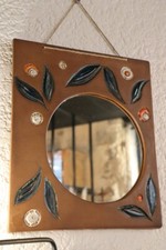 Miroir vintage en céramique terre cuite émaillée