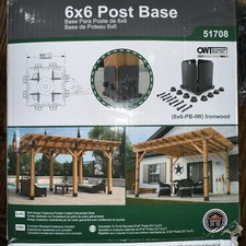 Ozco Ironwood 6' x 6' Post Base Kit 51708 Steel Elevated Pergola Open Box