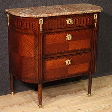Petite commode meuble en bois dessus en marbre Napoleon III 19ème siècle bronze