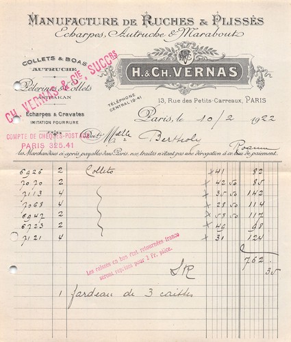 1922 facture manufacture - ,
