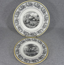 Villeroy & Boch Audun Ferme 10½" & 8½" Plates Pastoral Scene w/ Cows Porcelain