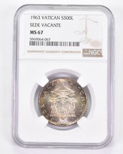 MS67 1963 Vatican 500 Lire