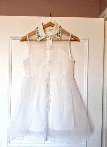 Robe blanche perles - , strass
