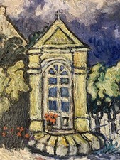 Belle Peinture Huile Bois 1950