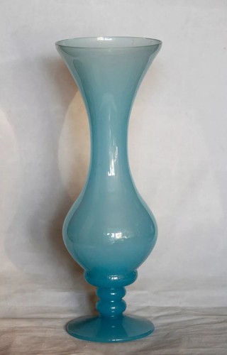 Opaline bleue italienne - , vase