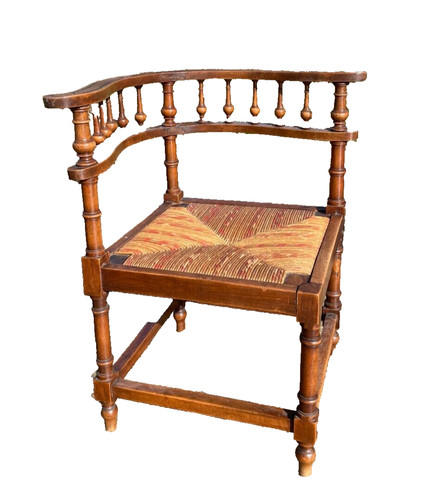 Chaise angle paille bois - paille, et