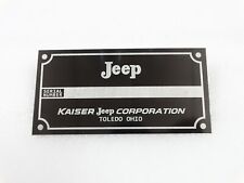 Données Plaque Pour Vintage Kaiser Jeep Ohio #V250-7