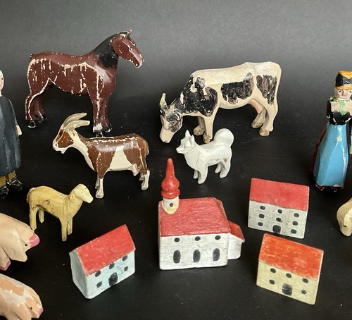 Ancien lot figurines bois - ancien,