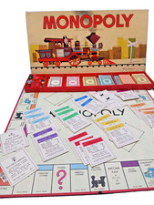 1957 Monopoly Board Game by Parker Brothers in Train Box Complete Vintage USA