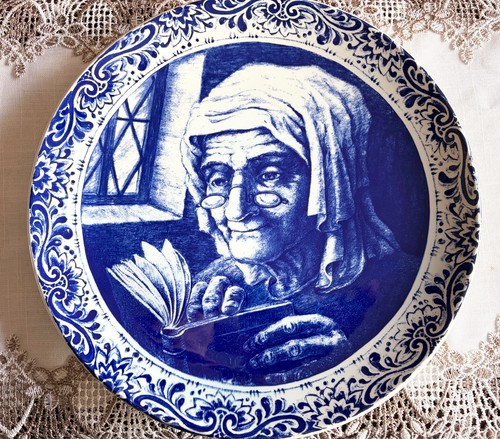 Vintage blue white - white, delft