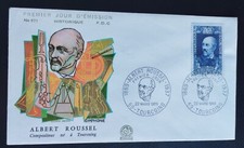 ENVELOPPE PREMIER JOUR TIMBRE ALBERT ROUSSEL 1969 OBLITÉRÉ TOURCOING N° 1590 FDC