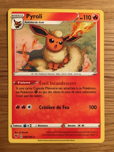 Carte pokémon rare - carte, pyroli