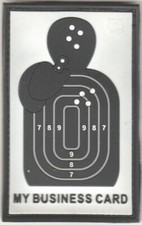 plastic badge "MY BUSINESS CARD" - dimensions 85 x 53mm - target / shoot
