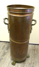 Porte parapluie  en cuivre  H. 52 x diamètre 19 cm anse et pied laiton ou bronze
