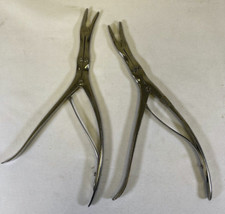 Pair of Stille Curved 3mm & 4mm Leksell Bone Rongeurs Double Action Orthopedic