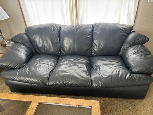 Cobalt leather sofa - sofa, &