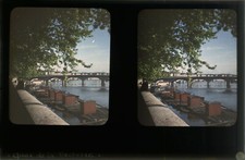 AUTOCHROME Stéréo (10x15). G. MEUNIER. France, Lyon, Quai de la Pêcherie