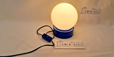 LAMPE BOULE OPALINE SOCLE BLEU  - CIRCA 1970
