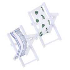 Lot de 2 mini chaises de plage miniatures, chaises longues pliantes, décoration