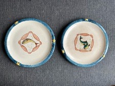 Ray (mond) Camart, Vallauris, 2 Plats Décor Poissons, 1950’s