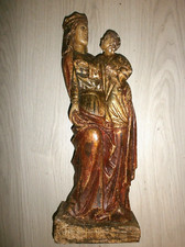 H.45cm / Large WOODEN STATUE / VIRGIN WITH CHILD / RESIGNED? / SPAIN? FOLK ART