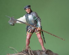 Figurine peinte Hallebardier anglais POSTE MILITAIRE 75mm huile et maquette